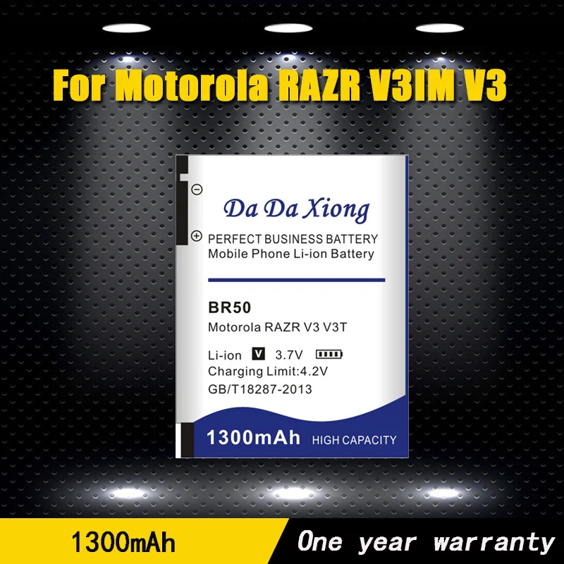 High Capacity 1300mAh BR50 Battery For Motorola RAZR V3IM V3 V3i V3c V3E V3m V3T V3Z PEBL U6 Prolife 300 500 Phone