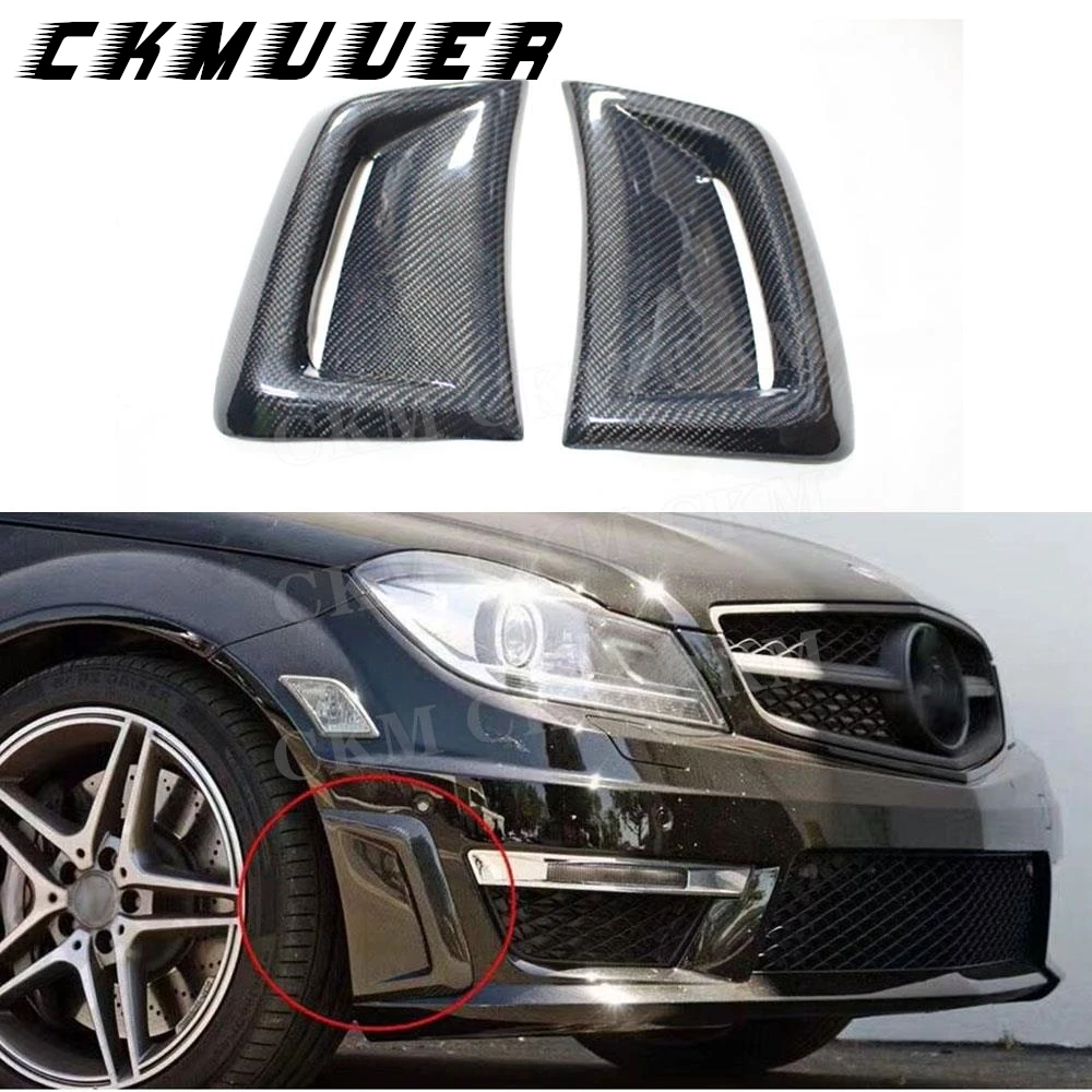 

Для Benz C Class W204 C63 AMG 2012 2013 2014, передний бампер из углеродного волокна, боковые вентиляционные отверстия, накладки, наклейки, украшения для тела
