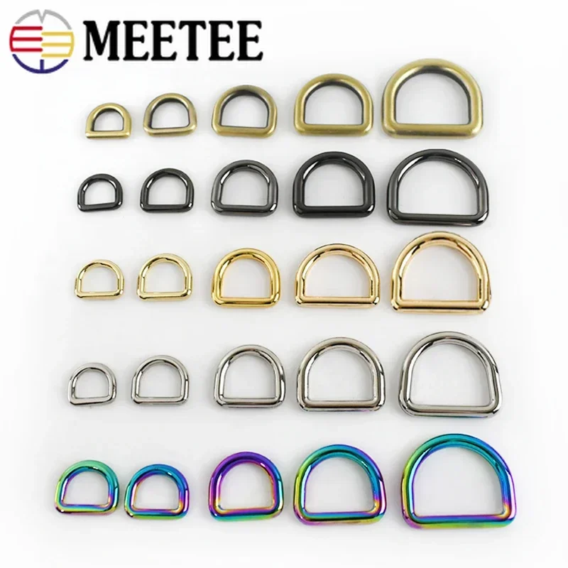 10Pcs 10/13/15/20/25/32/38mm Metal D Ring Buckles Bag Strap Hook Dog Collar Connecting Clasp Webbing Belt Buckle DIY Accessories