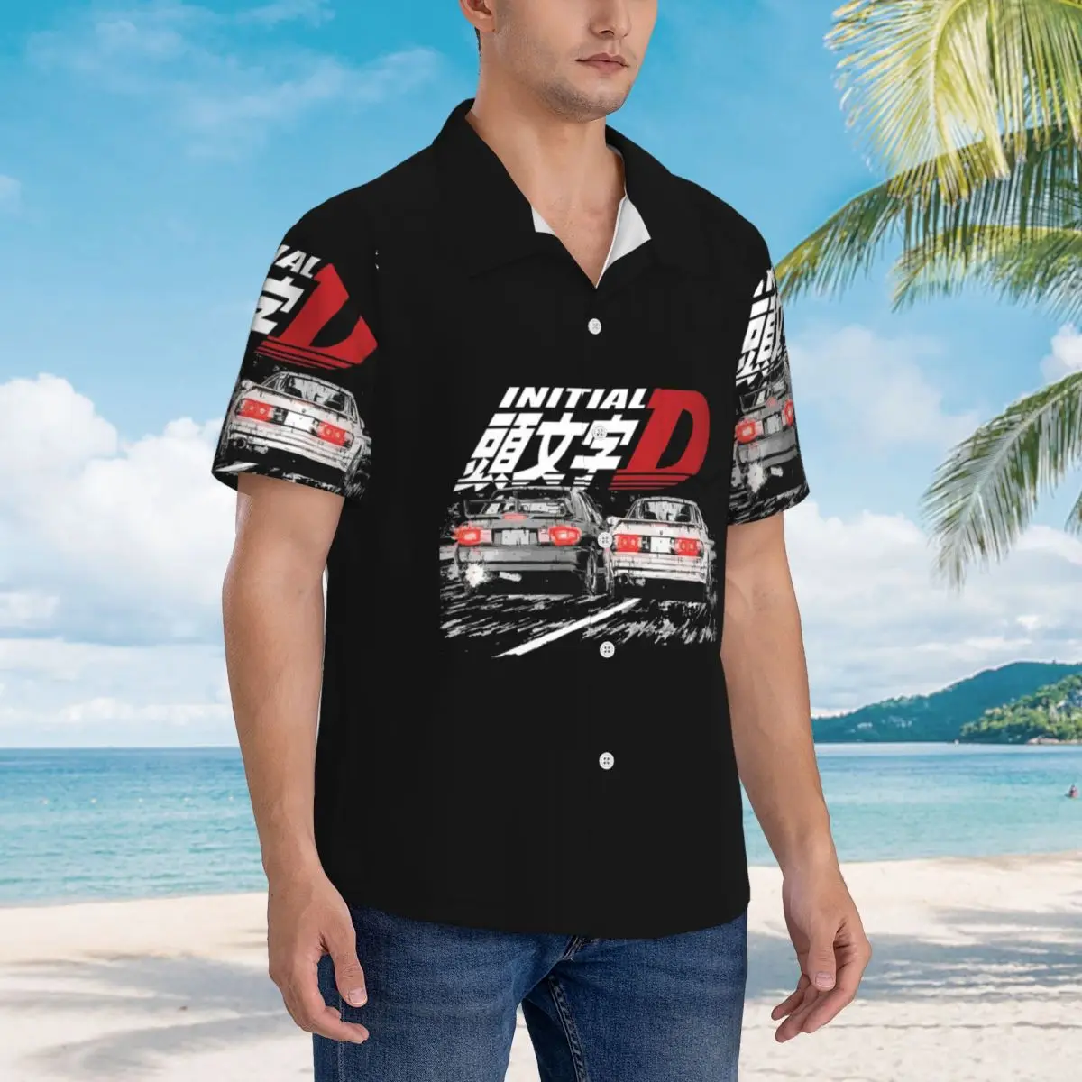 

Initial D - Mountain Drift Racing Tandem Takahashi Гавайские рубашки Забавные мужские рубашки с коротким рукавом Мужские топы с лацканами