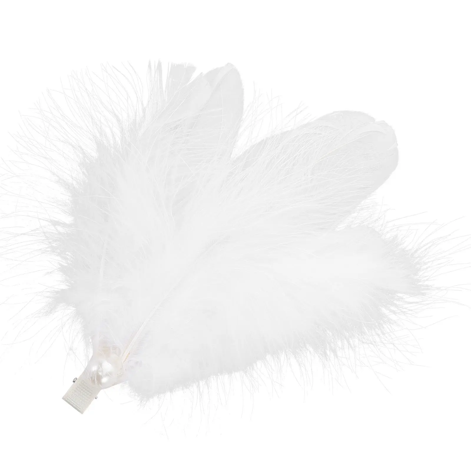 Angel Wings Ballet Headpiece Swan Plume Hair Clip Bridal Party Dance Costume Small Pearls Decorative Accessory