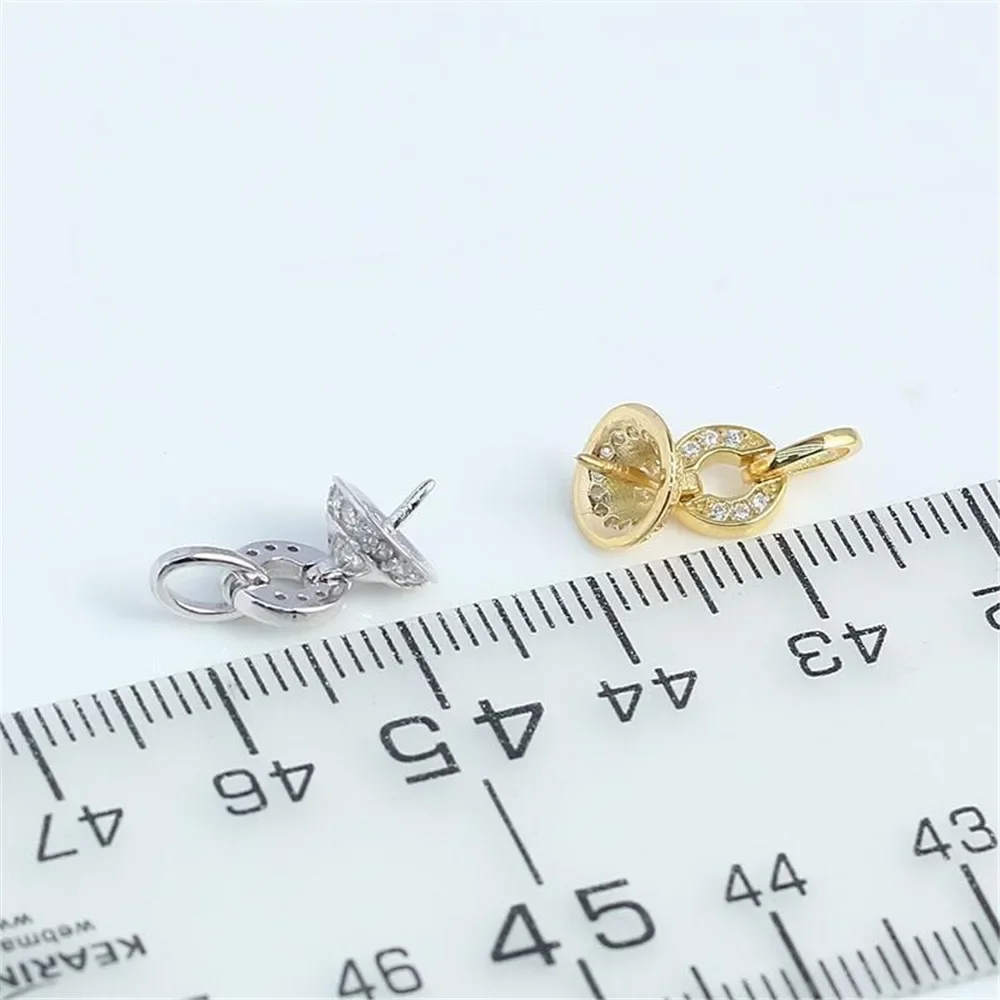 S925 Sterling Silver Pearl Pendant Setting, DIY Empty Bezel Cup Jewelry Supplies for Craft Making, Hollow Prong Pendant Findings
