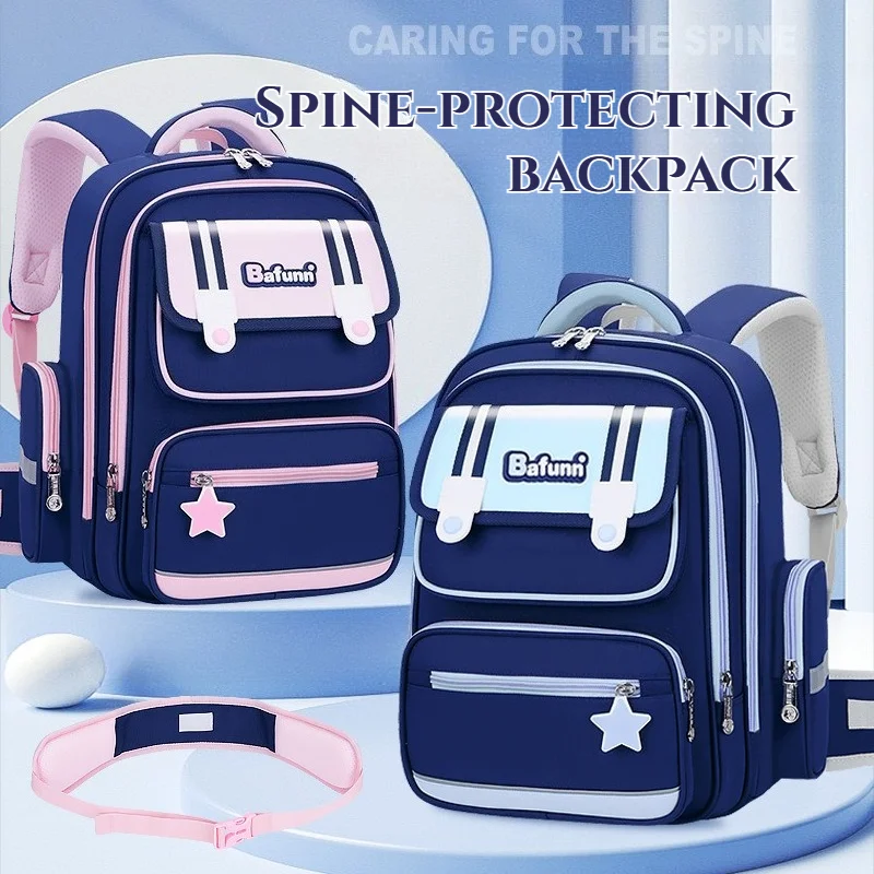 Primary Students Schoolbags Boy Girl Casual Kids Backpack High-Quality Spinal Support Book Bag Large Waterproof Durable Rucksack