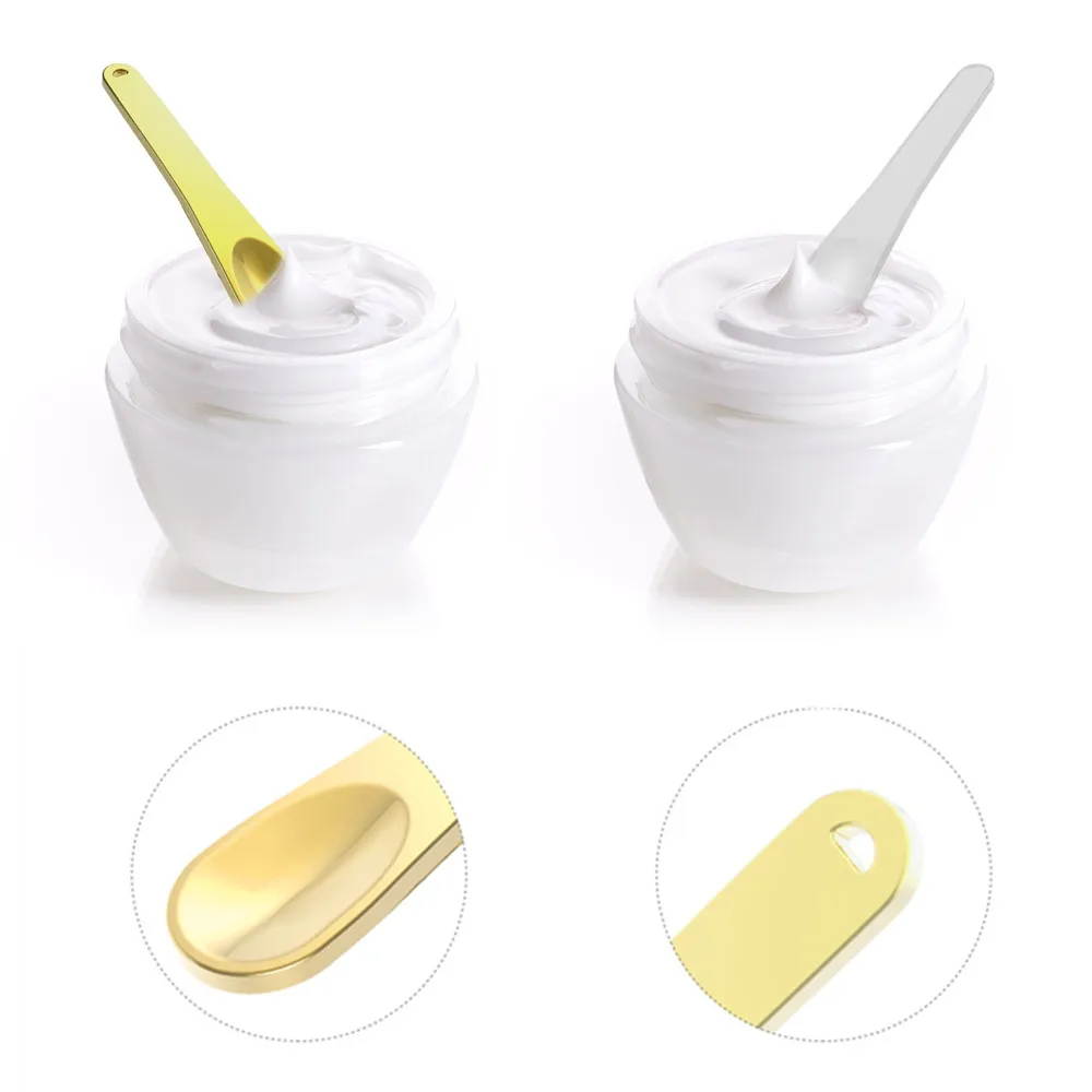 Metal Zinc Mini Cosmetic Spatula Curved Scoop Gold Silver Makeup Mask Cream Spoon Eye Cream Stick Face Body Makeup Tools