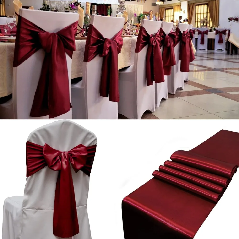 

100 PCS Satin Chair Sashes Decorative Bow Satin Chair Sashes Ties Seat Ribbon Bows Chair, Christmas Bows