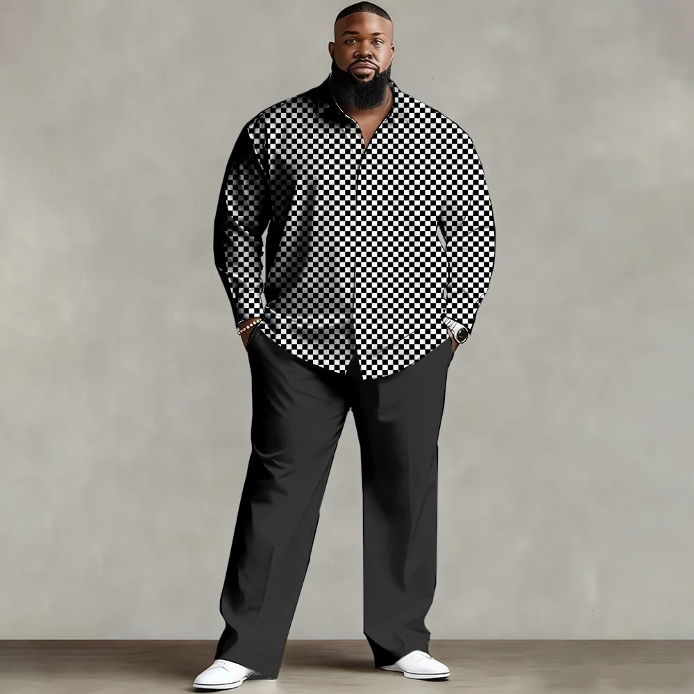 

Комплект мужской рубашки больших размеров S-9xl: шотландский современный стиль — смесь мягкого хлопка, гладкие асимметричные клетчатые принты, устойчивые к морщинам,