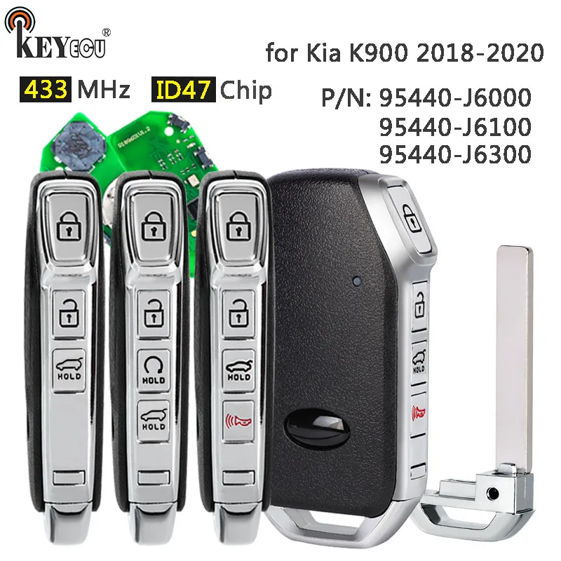 

KEYECU 433 МГц ID47 чип 95440-J6000 95440-J6100 95440-J6300 бесконтактный интеллектуальный дистанционный брелок без ключа для Kia K900 2018-2020