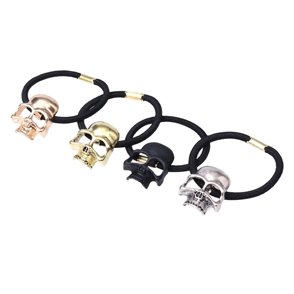 

4Pcs Skull Head Hair Band Accessories for Halloween Creative Gift Fashionable Hair Ring Decorative Holiday Item