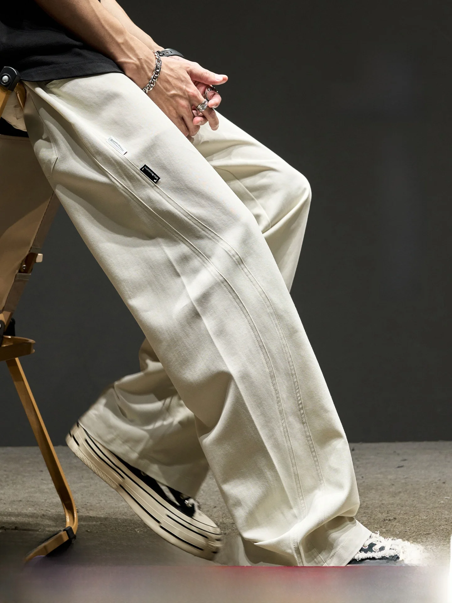 

Ice Silk Casual Pants Men's Summer Thin Cool Feeling Breathable Loose Straight Leg Workwear Trousers Faionable Youth Sle