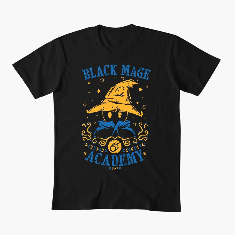 

Black Mage Academy Collection Vivi Final Fantasy Video game Gift T shirt for RPG gamer 100% cotton Short Sleeve Graphic Clothes