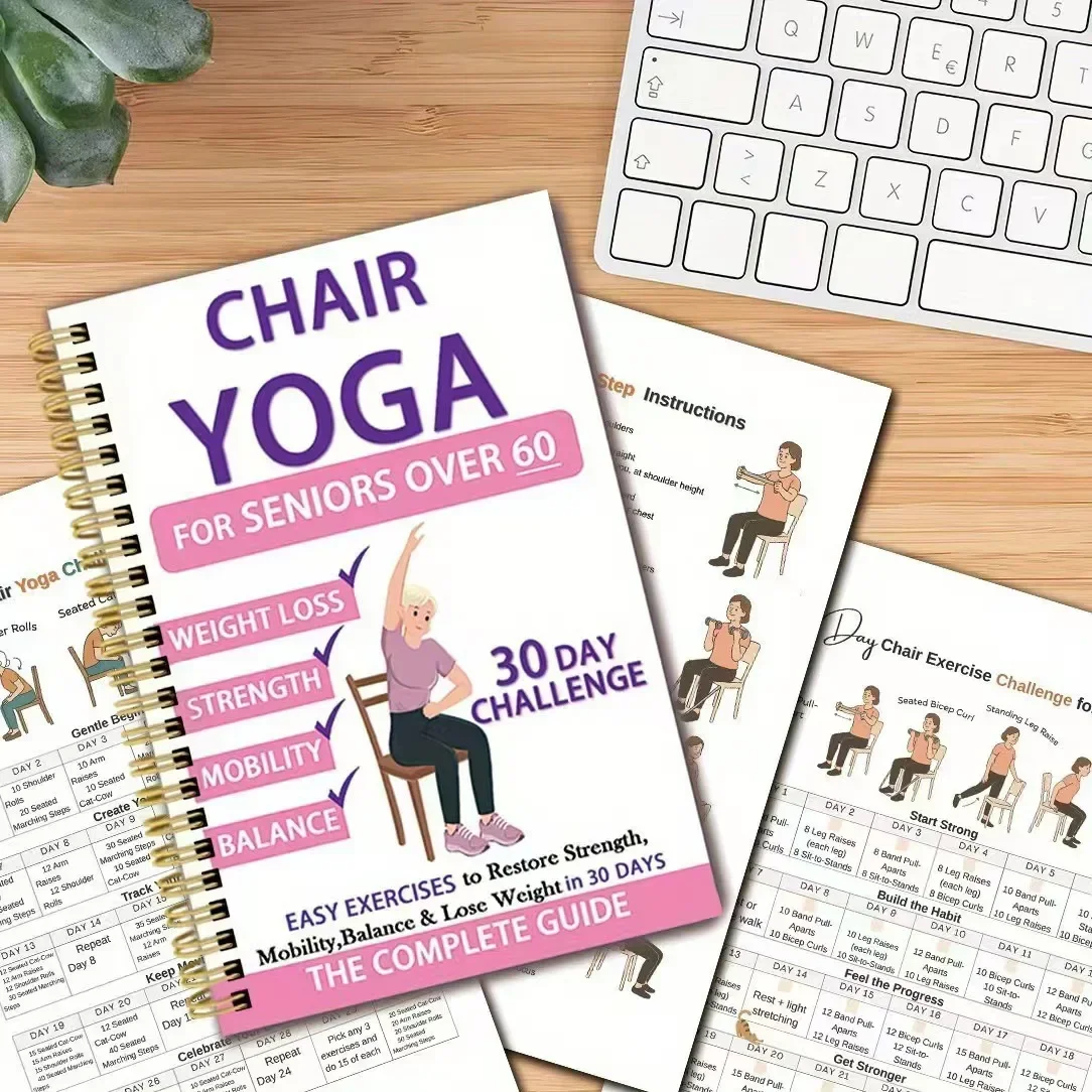 30-Day Seated Yoga Training Guide, Build Muscle & Weight Loss Flexible Workout Plan English Book for Seniors Adult Beginners