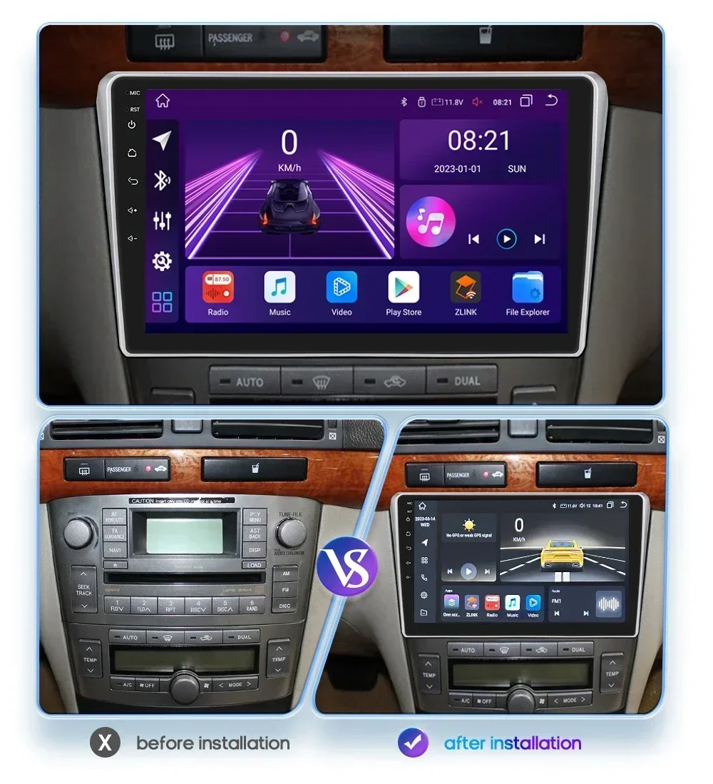 8 Core Carplay Android Auto Car Radio for Toyota Avensis T25 2002 2003 2004 2005 2006 2007 2008 GPS Autoradio 4GLTE DSP RDS QLED