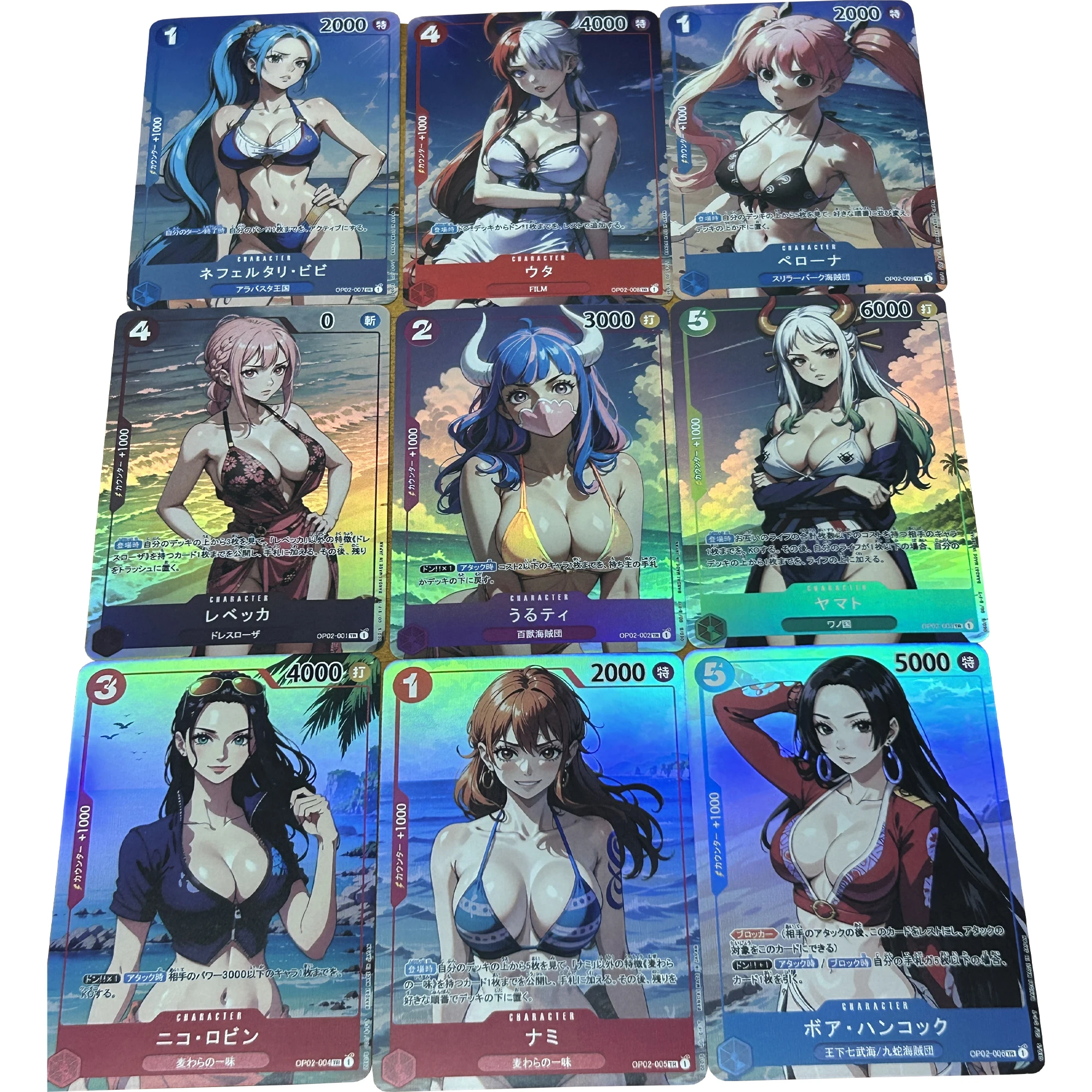 

9Pcs/set Diy Self Made ONE PIECE Flash Cards Nami Uta Yamato Hancock Vivi Robin Gift Toy Game Anime Collection Cards