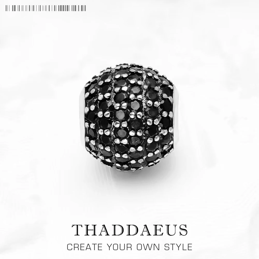 

Black Crystal Zircon Stone Micro Pave Ball Charm Bead For Women DIY Europe Fashion Jewelry Making 925 Silver Sterling
