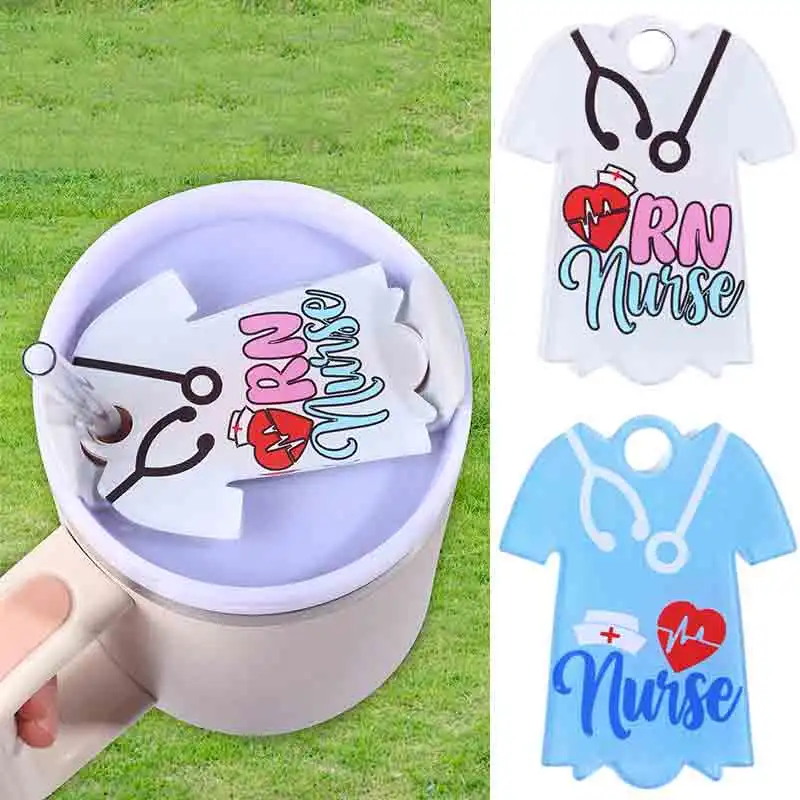 Customized Acrylic Nurse Uniform Name Tag Tumbler Lid Topper Cup Accessories for Quencher H2.0 Lid