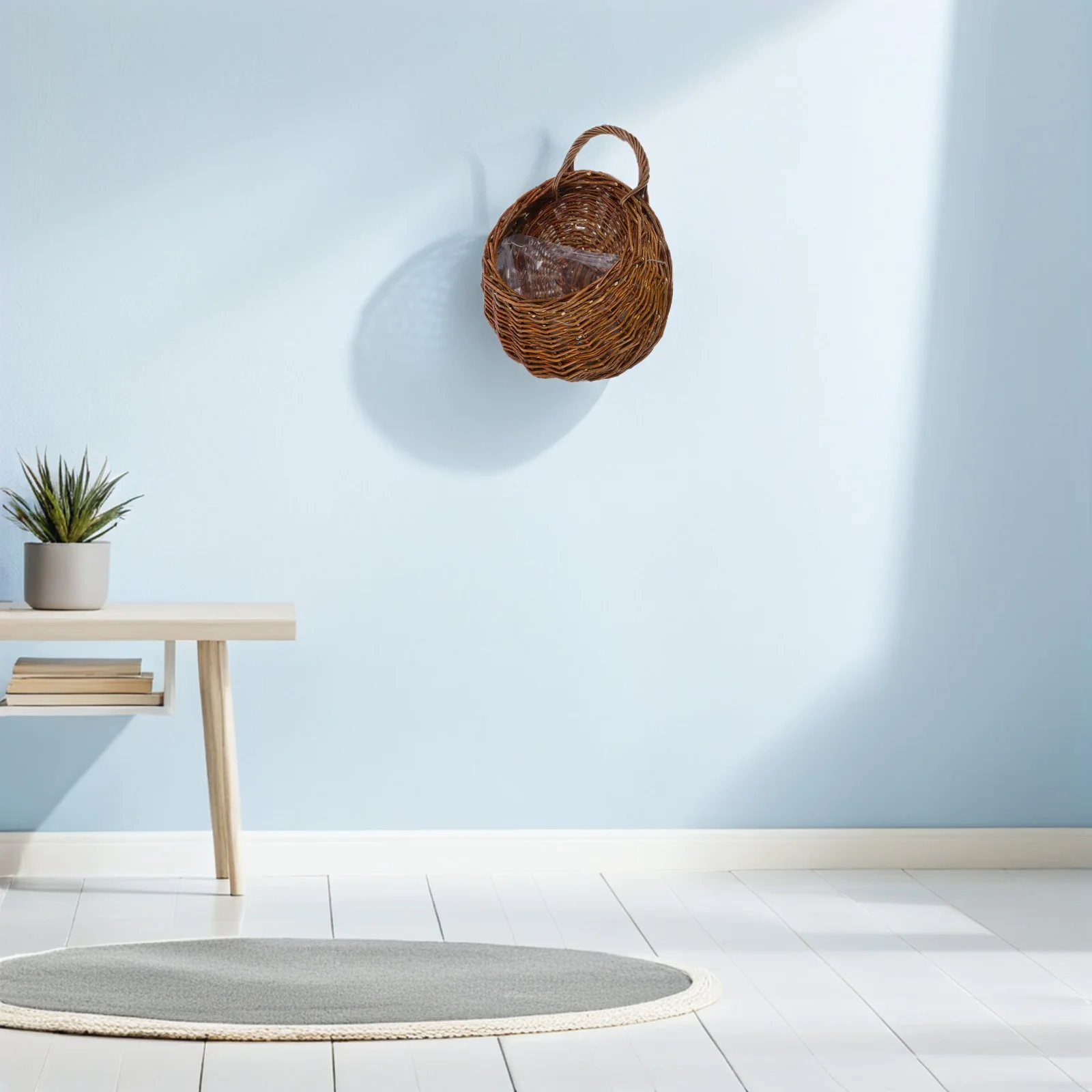 

Rattan Hanging Basket Wall Storage Flower Indoor Fruit for Kitchen Woven Produce Baskets