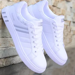 White Vulcanized Sneakers Men's Flats Comfortable Shoes Lace up Zapatillas Hombre Autumn Spring Fashion Sneakers Drop Shipping