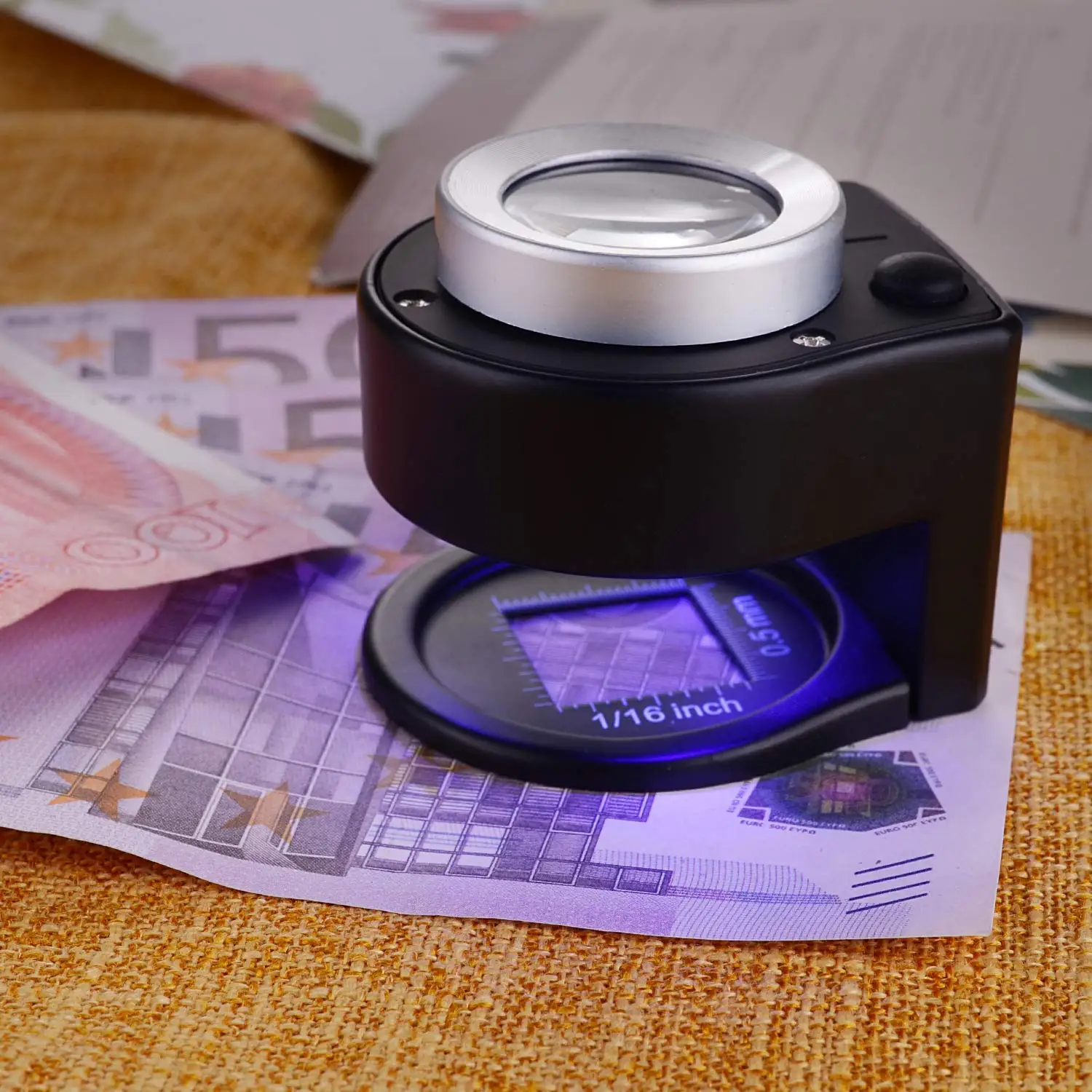 Imagem -05 - Lupa com Escala Led uv Lights 30x Coin Iluminado Jóias Lupa Suporte Dobrável de Metal Lupa Óptica para Têxteis
