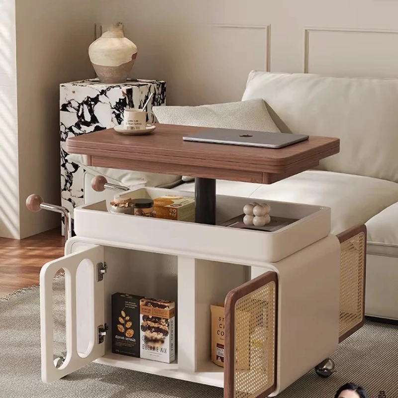 

Журнальный столик из цельного дерева, подвижный подъемный складной диван, боковой диван для гостиной, бытовой многофункциональный тележка для маленькой квартиры