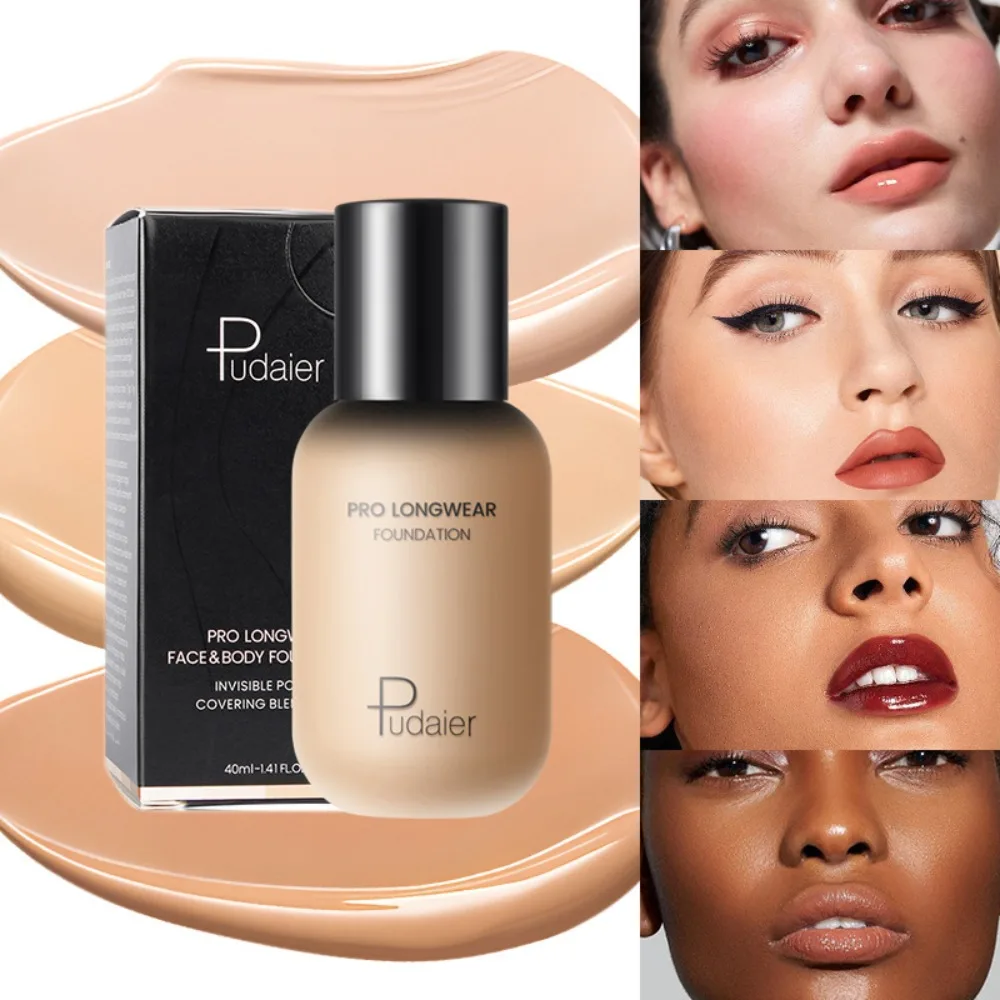 Base líquida para la cara, Corrector facial completo a prueba de agua, Mineral, sin grietas, crema Base de maquillaje, 40ML