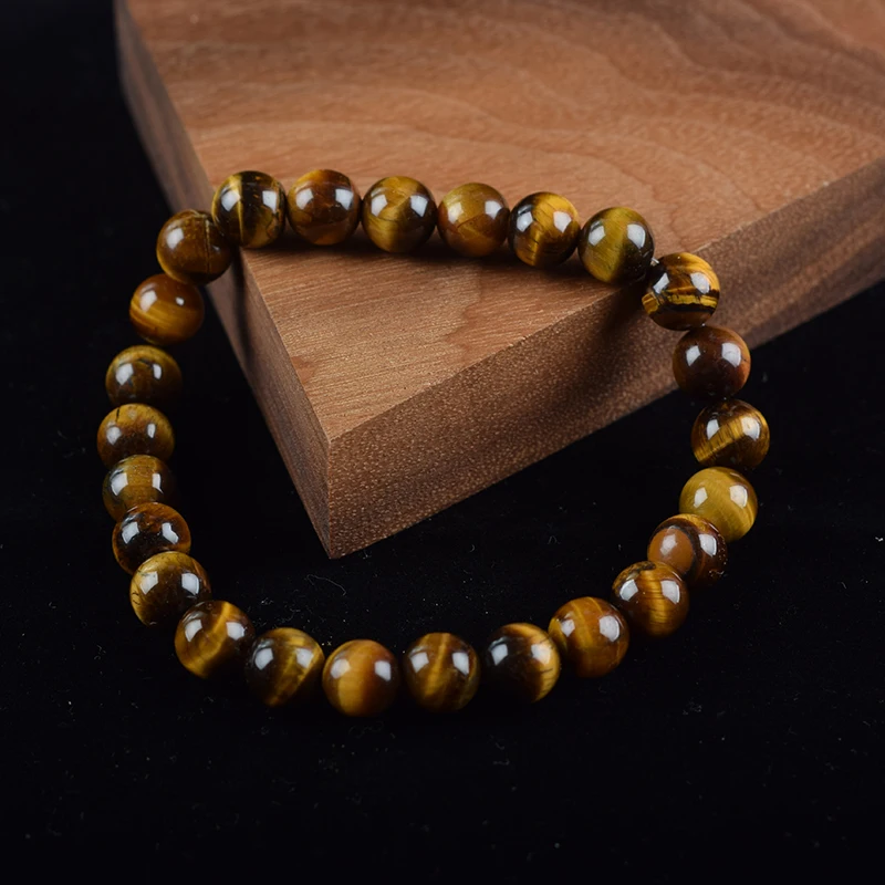 6/8/10mm Natural Yellow Tiger Eye Lava Black Onyx Stone Beads Bracelet Homme Howlite Wenge Wood Rosary Beads Jewelry for Women