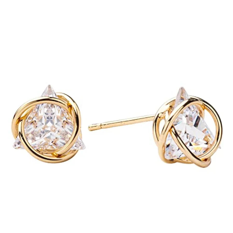 

Cubic Zirconia Geometric Gold Knot Stud Earrings for Womens