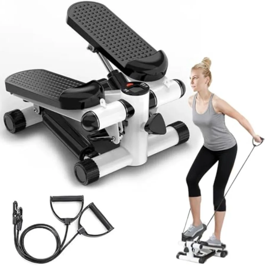 

Мини-степпер для домашних тренировок с эспандерами для комплексной тренировки всего тела, портативный, бесшумный, с LCD-дисплеем