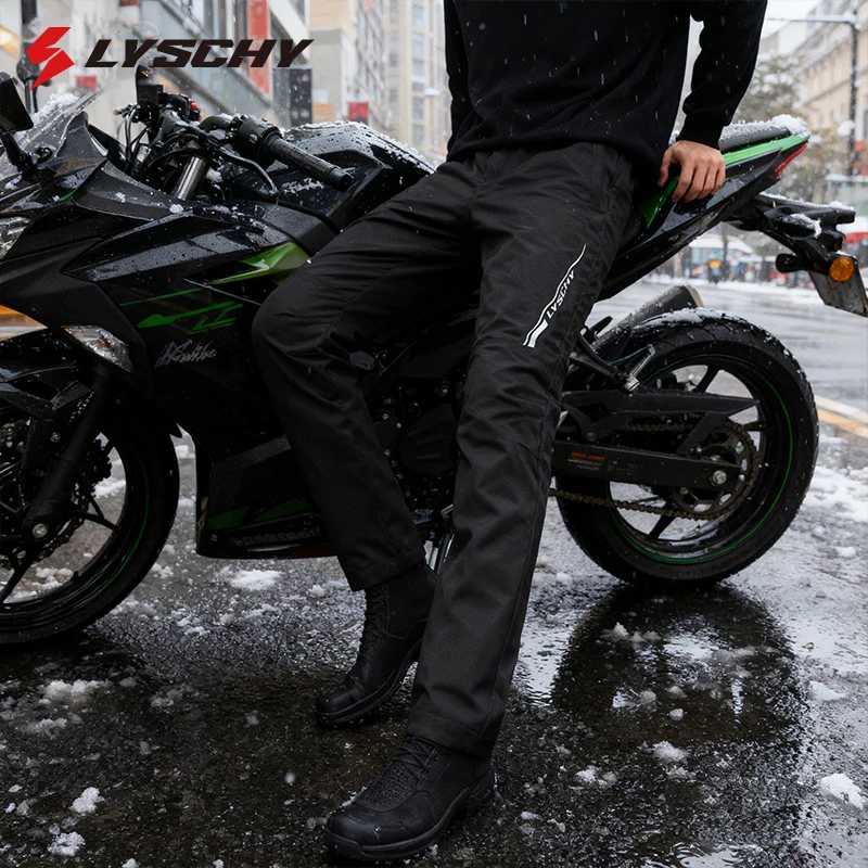 Men's Winter Motorcycle Quick-Release Overpants Thickened Thermal Waterproof Windproof Riding Trousers with CE Protection