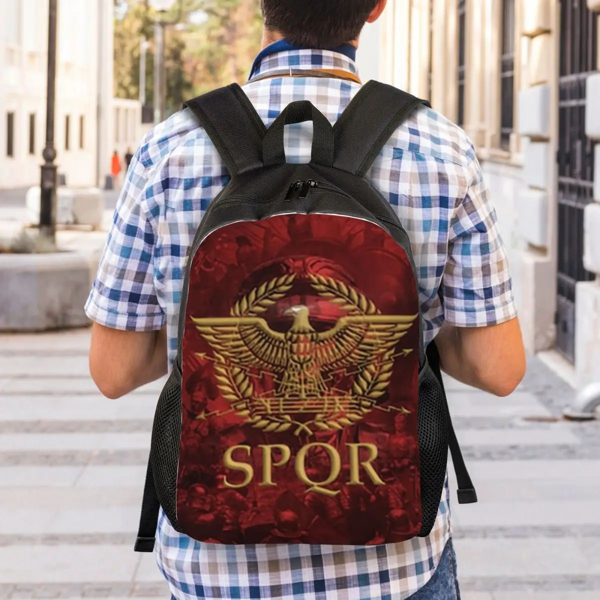 Gold Roman Imperial Eagle SPQR Backpack Student Boys Girls BookBag School Bag Computer Shoulder Bags