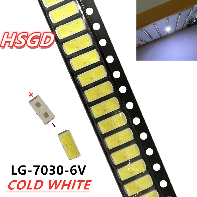 50pcs FOR LG 7030 SMD LED High Power Cold White Diode 110LM 6V TV Television Backlit Super Bright Diodo LED SMD 7030 Cool White