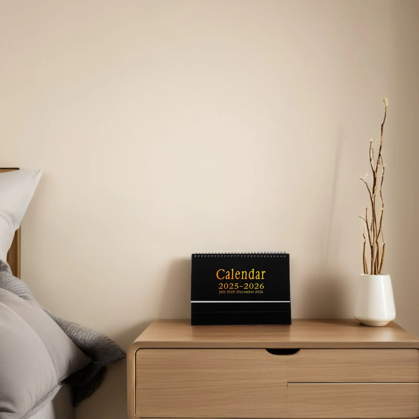 

2026 English Desk Calendar Minimalist 18 Month Portable Elegant Office Study Mini Black Monthly Planner Year