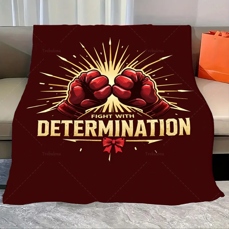 

1pc Flannel Blanket "Determination Boxing Gloves Blanket for Gym Motivation"