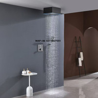 Ceiling Rain LED Smart Thermostatic Shower System Faucet Brass Square Modern Ceramic Hotel Brushed Gold Shower Set Body Jets