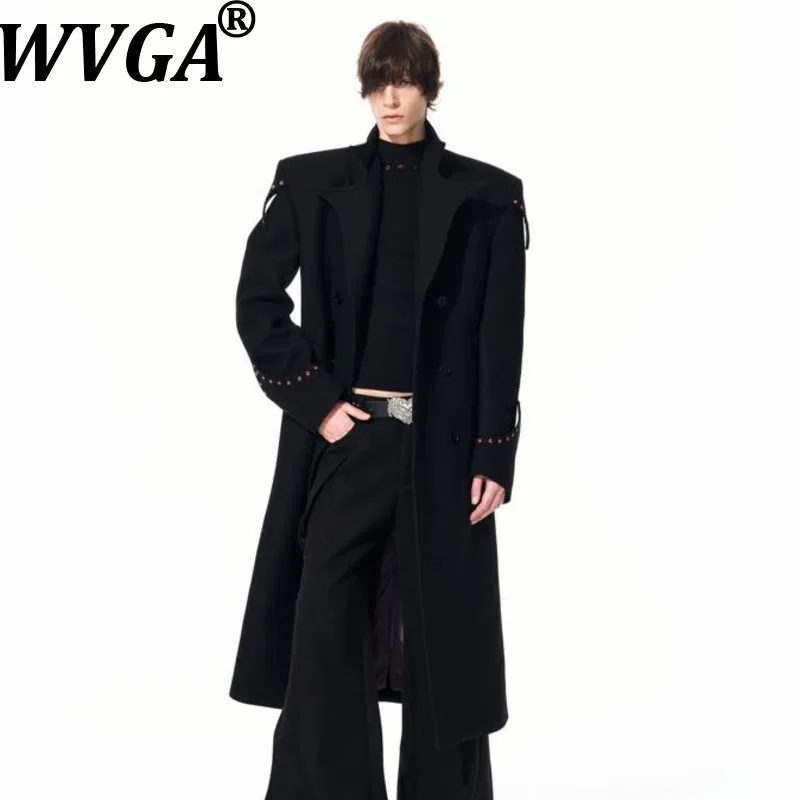 WVGA Autumn Winter New Men's Tide Double-breasted Mid-length Trendy Jakcet Niche Chic Casual Padded Thickened Trench Coat W20224