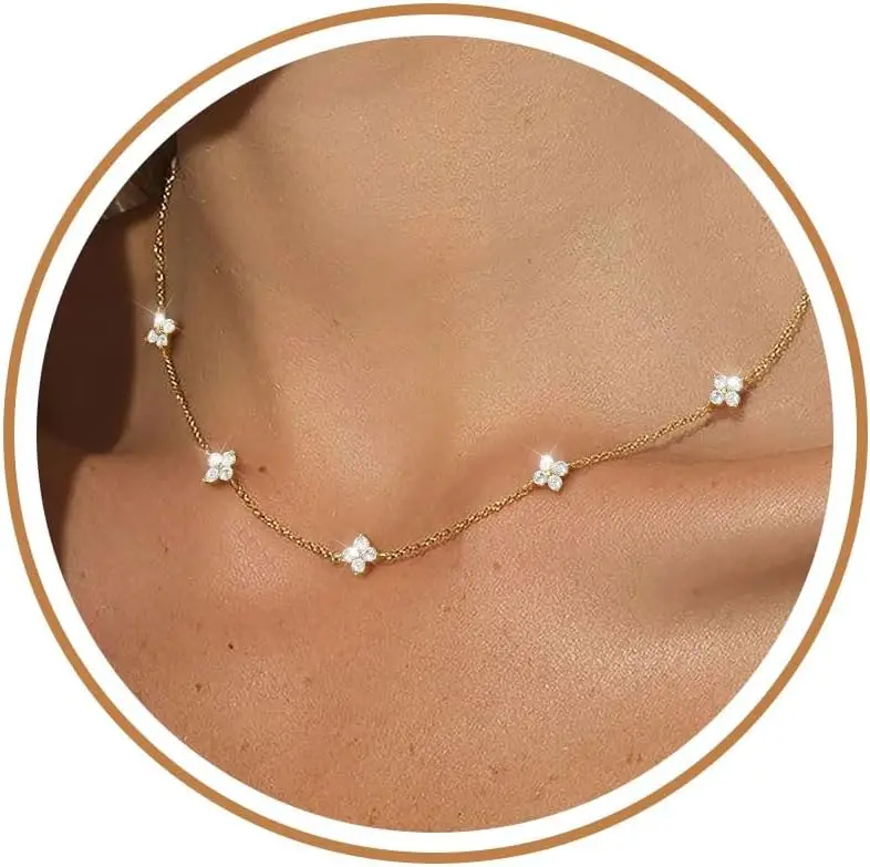 

Изящные серебряные и золотые ожерелья Funeia для женщин, не тускнеющие, с позолотой 14K, кубическим цирконием, многослойные, с милыми бабочками и сердечками