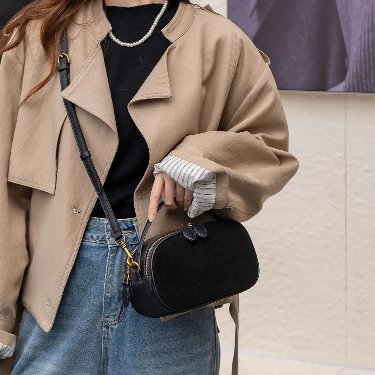 

Women's Trendy Genuine Leather Small Square Crossbody Bag - Matte Lightweight Phone Bag | Convertible Fashion Shoulder Purse