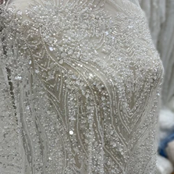 Luxury Heavy Industries Sequin Beads Pearl Tulle Embroidery Is Suitable For High-End Wedding Dresses Lace Fabrics