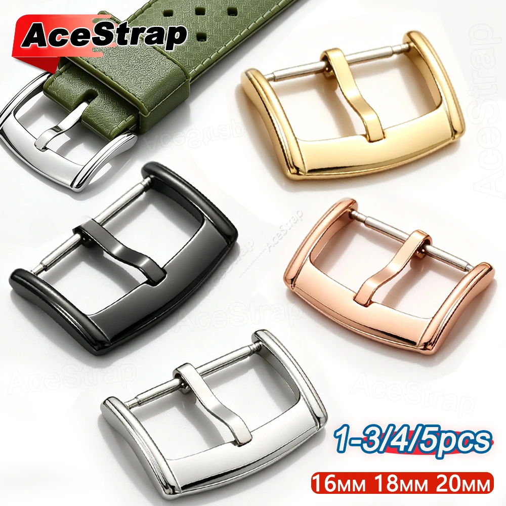 1/3/4/5pcs 16/18/20mm Watchbands Buckle Stainless Steel Pin Clasp Watch Accessories Leather Band Strap Watch Buckles Replacement