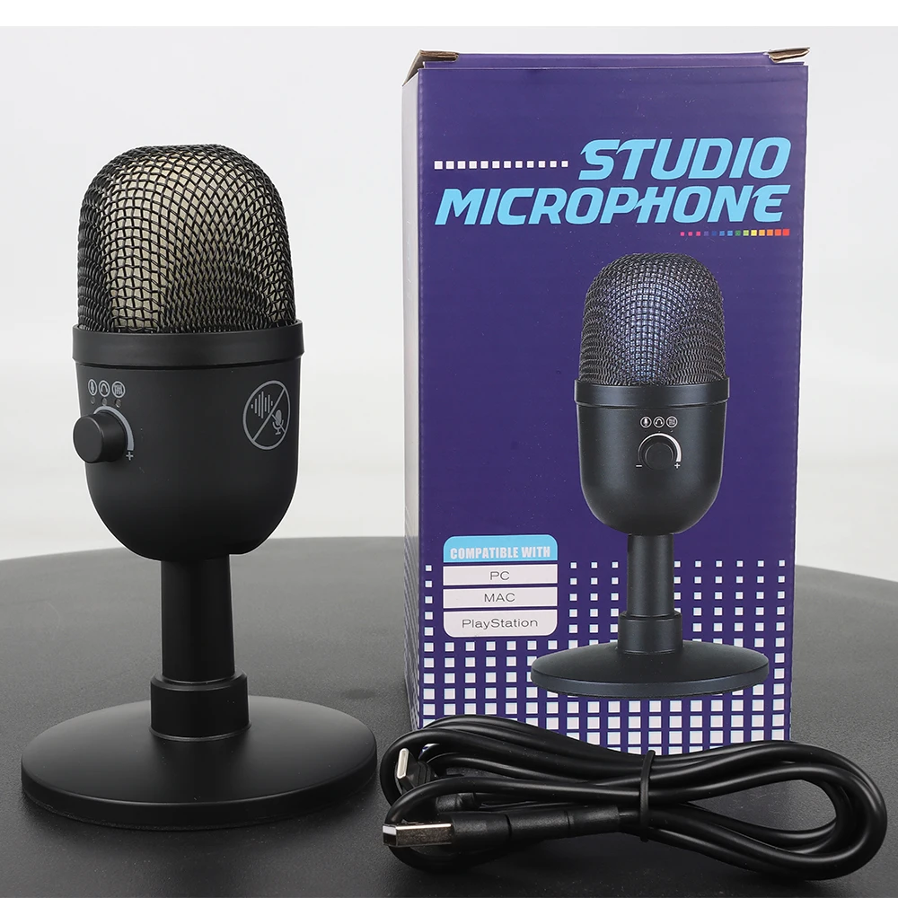 FUHAM MU5000 USB Condenser Mic RGB Gaming with Noise Cancelling Plug&Play for PC Phones Karaoke Online Class Streaming Recording
