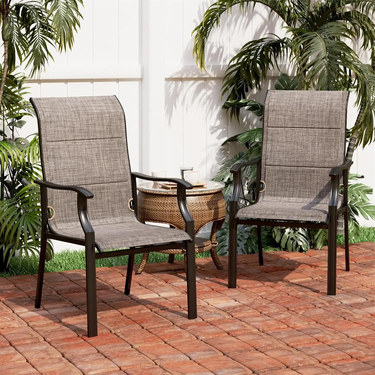 Patio Dining Set for 6 Clearance, Outdoor Dining Table with Umbrella Hole and 6 Patio Dining Chairs Waterproof