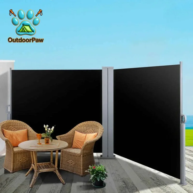 Outdoor Waterproof Double Side Sunshade Windproof Courtyard Partition Garden Retractable Side Awning Screen Privacy Partition