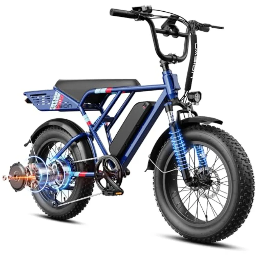 

RetroVolt Pro Electric Bike for Adults: 3000W Peak Motor, 38 MPH, 90-Miles Range, 52V 20AH Removable Battery, Hydraulic Brakes,