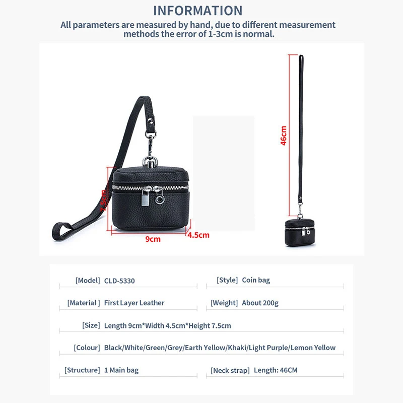 Compact Real Leather Neck Wallet Mini Hanging Lipstick Makeup & Earphone Pouch, Portable Crossbody Bag for Women