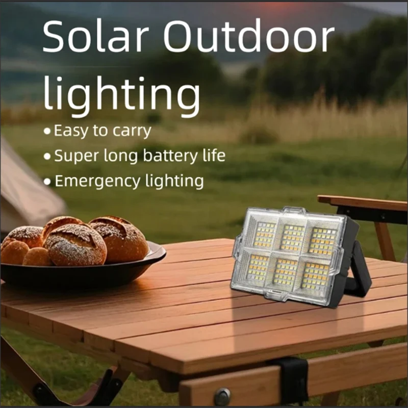 Solar Work Light 150LED Portable Flood Lights with Stand - 4Modes Waterproof Rechargeable Outdoor Lamp for Job Site Camping