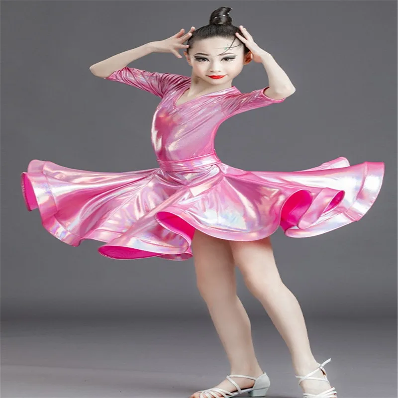 Girls Professional Latin dancing dress Kids Ballroom Salsa Dance wear Outfits Children's Competitions latin Stage wear costumes