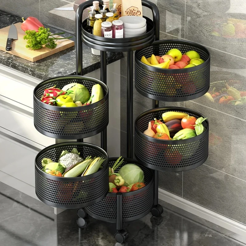 

Detachable Rotating Storage Rack Kitchen Floor Multi-layer Shelf Multi-functional Living Room Snack Cocina Kitchen Accessories