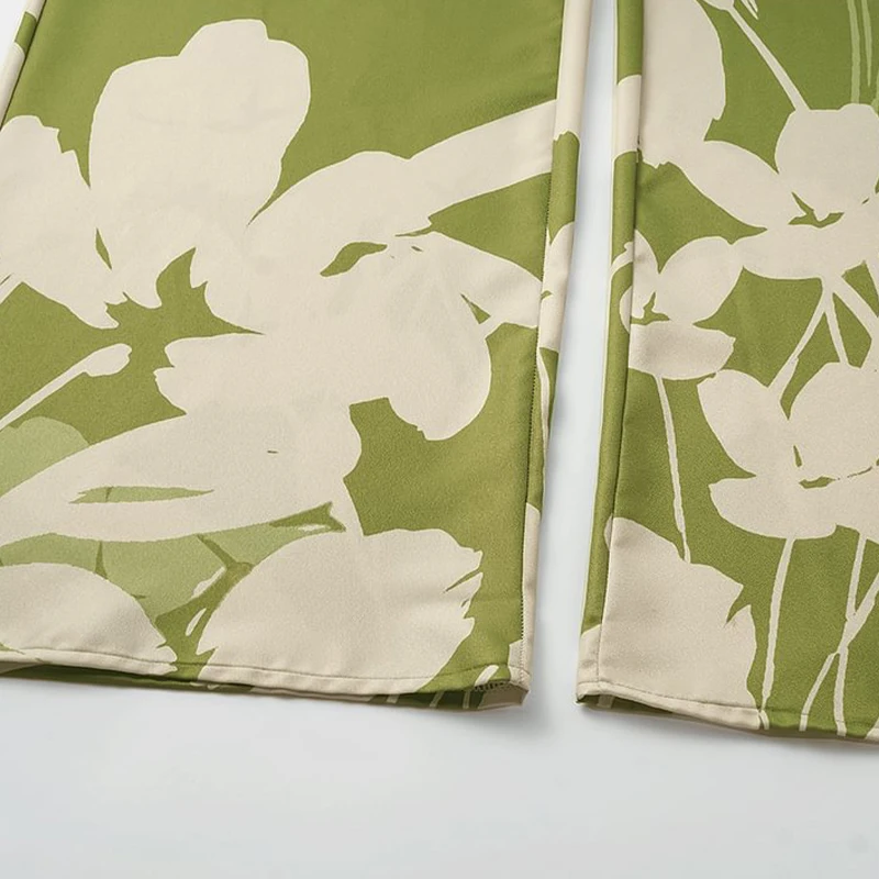 2-teiliges Bikini-Set, sexy Bademode für Damen, V-Ausschnitt, lange Ärmel, Blumendruck, einteiliger Badeanzug und Hose, Badeanzug