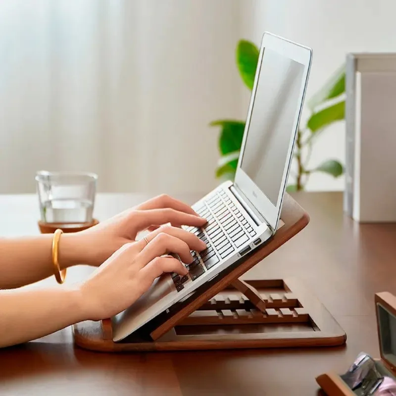

Wooden Adjustable Laptop Stand Cooling Folding Stand Home Desktop Student Reading Book Shelf