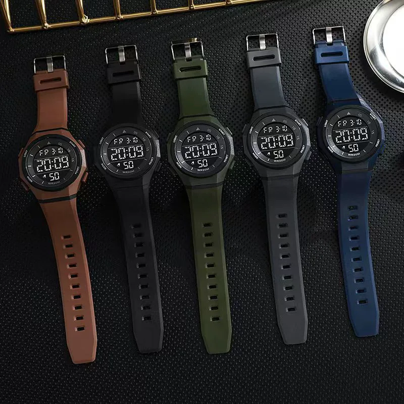 

Trendy fashion outdoor hiking sports men's watch multifunctional large dial waterproof LED luminous electronic watch