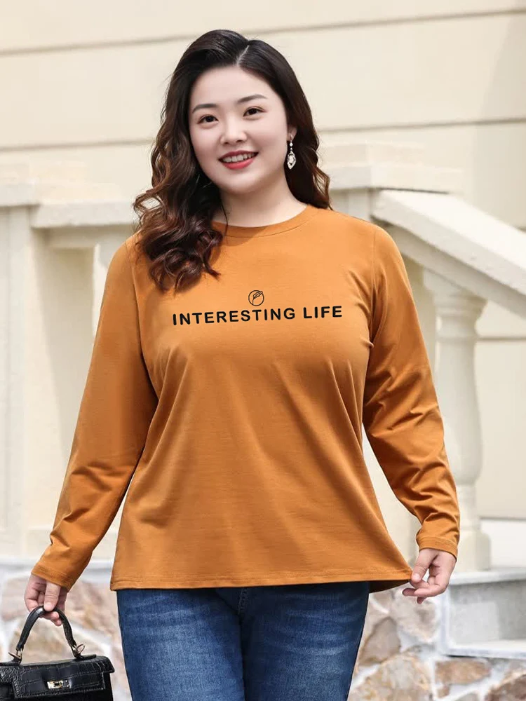 

2025 New Pure Cotton Long Sve T-irt Women's Spring Autumn Base Layer Loose Age-Defng Inner Wear Trendy Top